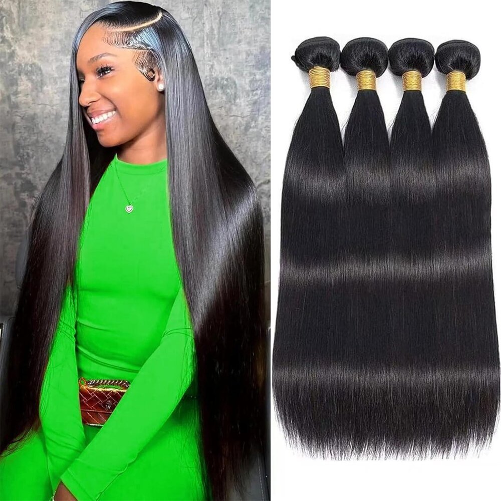 Human Hair Bundles 18-24 Inch Straight Unprocessed Virgin Black Extensions